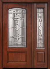 WDMA 46x80 Door (3ft10in by 6ft8in) Exterior Cherry 80in 1 Panel 3/4 Arch Lite Marsala / Walnut Door /1side 1