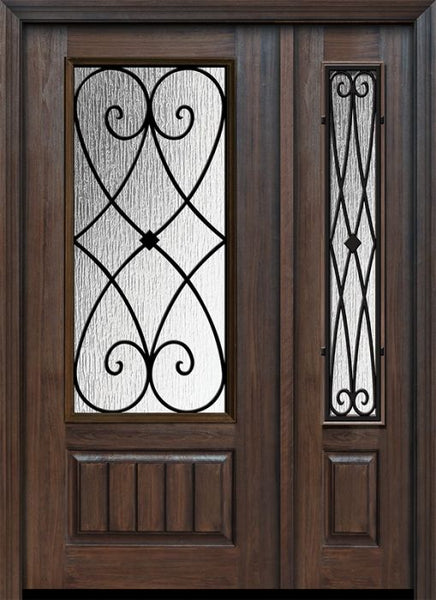 WDMA 46x80 Door (3ft10in by 6ft8in) Exterior Cherry 80in 1 Panel 3/4 Lite Charleston Door /1side 1