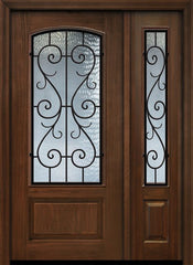WDMA 46x80 Door (3ft10in by 6ft8in) Exterior Cherry 80in 1 Panel 3/4 Arch Lite St Charles Door /1side 1