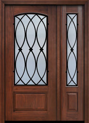 WDMA 46x80 Door (3ft10in by 6ft8in) Exterior Cherry 80in 1 Panel 3/4 Arch Lite La Salle Door /1side 1