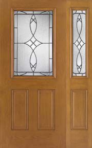 WDMA 46x80 Door (3ft10in by 6ft8in) Exterior Oak Fiberglass Impact Door 1/2 Lite Blackstone 6ft8in 1 Sidelight 1