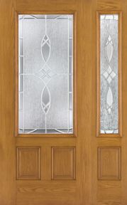 WDMA 46x80 Door (3ft10in by 6ft8in) Exterior Oak Fiberglass Door 3/4 Lite Blackstone 6ft8in 1 Sidelight 1