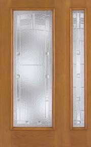 WDMA 46x80 Door (3ft10in by 6ft8in) Exterior Oak Fiberglass Impact Door Full Lite Maple Park 6ft8in 1 Sidelight 1