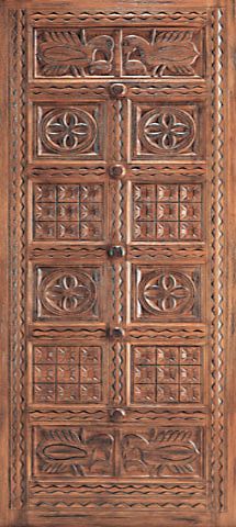 WDMA 48x120 Door (4ft by 10ft) Exterior Mahogany Indian Style Hand Carved Single Door 1