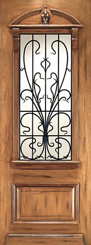WDMA 48x120 Door (4ft by 10ft) Exterior Mahogany AN-2009-1 Hand Carved Art Nouveau Forged Iron Glass Single Door 1