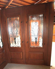 WDMA 48x120 Door (4ft by 10ft) Exterior Mahogany AN-2009-1 Hand Carved Art Nouveau Forged Iron Glass Single Door 3