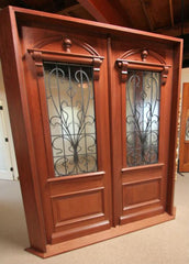 WDMA 48x120 Door (4ft by 10ft) Exterior Mahogany AN-2009-1 Hand Carved Art Nouveau Forged Iron Glass Single Door 5