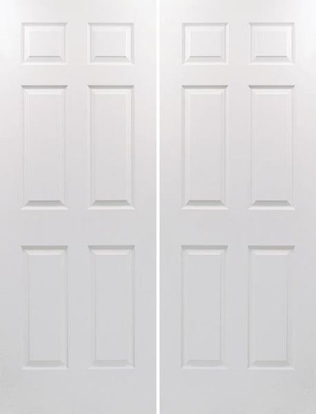 WDMA 48x80 Door (4ft by 6ft8in) Interior Swing Woodgrain 80in Colonist Hollow Core Textured Double Door|1-3/8in Thick 1