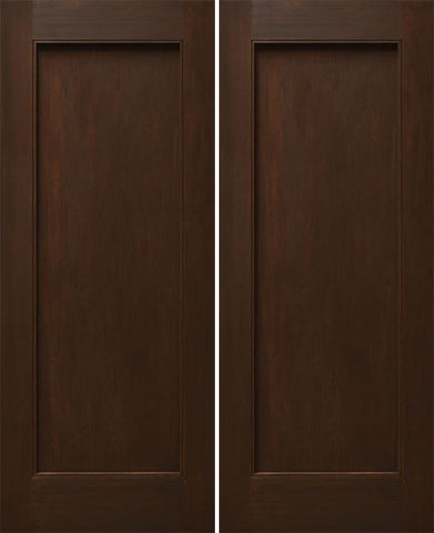 WDMA 48x80 Door (4ft by 6ft8in) Interior Mahogany 80in One Flat Panel Square Sticking w/Reveal Double Door 1