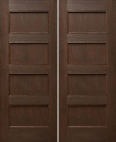 WDMA 48x80 Door (4ft by 6ft8in) Interior Mahogany 80in Four Flat Panels Square Sticking w/Reveal Double Door 1