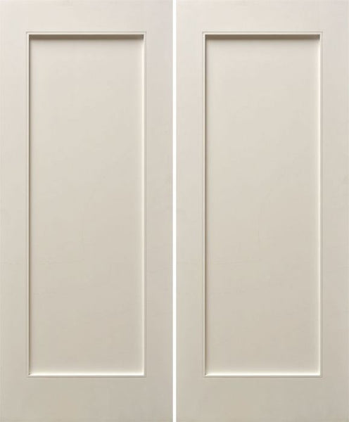 WDMA 48x80 Door (4ft by 6ft8in) Interior Paint grade 80in White Primed One Flat Panel Square Sticking w/Reveal Double Door 1