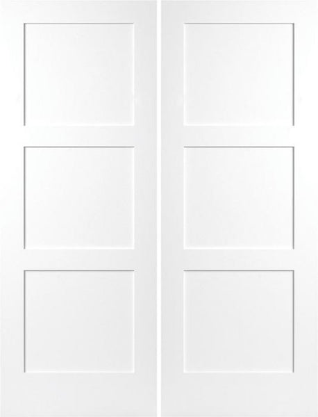 WDMA 48x80 Door (4ft by 6ft8in) Interior Swing Smooth 80in Birkdale 3 Panel Shaker Solid Core Double Door|1-3/4in Thick 1