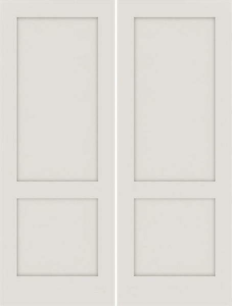 WDMA 48x80 Door (4ft by 6ft8in) Interior Swing Smooth 80in Primed 2 Panel Shaker Double Door|1-3/8in Thick 1
