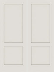 WDMA 48x80 Door (4ft by 6ft8in) Interior Swing Smooth 80in Primed 2 Panel Shaker Double Door|1-3/8in Thick 1