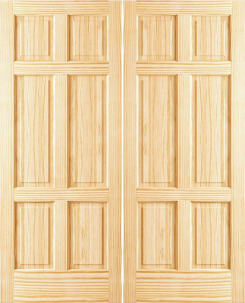 WDMA 48x80 Door (4ft by 6ft8in) Interior Barn Pine 80in 6 Panel Clear Double Door 1