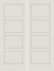 WDMA 48x80 Door (4ft by 6ft8in) Interior Swing Smooth 80in Primed 4 Panel Shaker Double Door|1-3/8in Thick 1