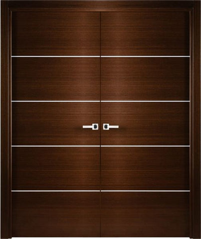 WDMA 48x80 Door (4ft by 6ft8in) Interior Pocket Wenge Contemporary Double Door with Decorative Strips 1