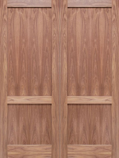 WDMA 48x80 Door (4ft by 6ft8in) Interior Barn Walnut 2-Panel Solid Shaker Style Double Door SH-17 1