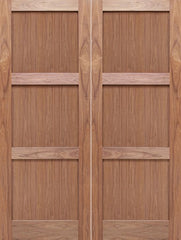 WDMA 48x80 Door (4ft by 6ft8in) Interior Barn Walnut 3-Panel Solid Shaker Style Double Door SH-18 1