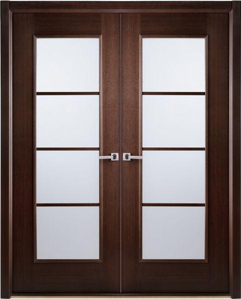 WDMA 48x80 Door (4ft by 6ft8in) Interior Barn Wenge African Double Door Frosted Simulated Divided Lite 1