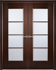 WDMA 48x80 Door (4ft by 6ft8in) Interior Barn Wenge African Double Door Frosted Simulated Divided Lite 1