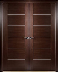 WDMA 48x80 Door (4ft by 6ft8in) Interior Pocket Wenge Contemporary African Double Door with Aluminum Strips 1