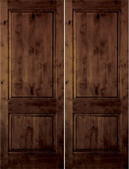 WDMA 48x80 Door (4ft by 6ft8in) Interior Swing Knotty Alder 80in 2 Panel Square Double Door 1-3/8in Thick KW-305 1