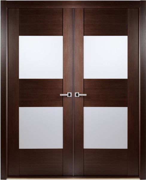 WDMA 48x80 Door (4ft by 6ft8in) Interior Barn Wenge Contemporary African Double Door with Frosted Glass 1
