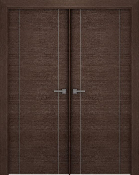 WDMA 48x80 Door (4ft by 6ft8in) Interior Pocket Wenge Prefinished Maya V-V Modern Double Door 1