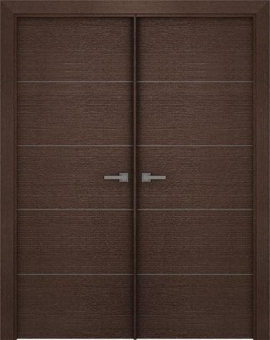 WDMA 48x80 Door (4ft by 6ft8in) Interior Swing Wenge Prefinished Maya 4P Modern Double Door 1
