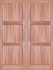 WDMA 48x80 Door (4ft by 6ft8in) Interior Swing Mahogany 3-Panel Solid Shaker Style Double Door SH-18 1