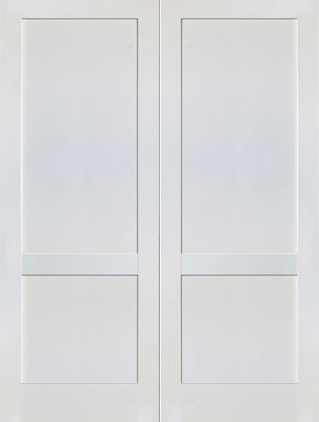WDMA 48x80 Door (4ft by 6ft8in) Interior Swing Paint grade 2-Panel Solid Shaker Style White Double Door SH-17 1