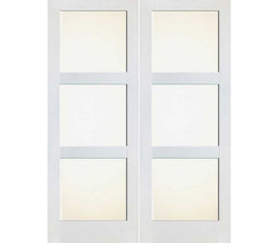 WDMA 48x80 Door (4ft by 6ft8in) Interior Barn Pine 80in Primed 3 Lite Clear Shaker Double Door | 4603 1