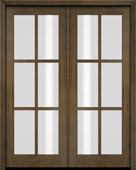 WDMA 48x80 Door (4ft by 6ft8in) Patio Swing Mahogany 6 Lite TDL Exterior or Interior Double Door Standard Size 4