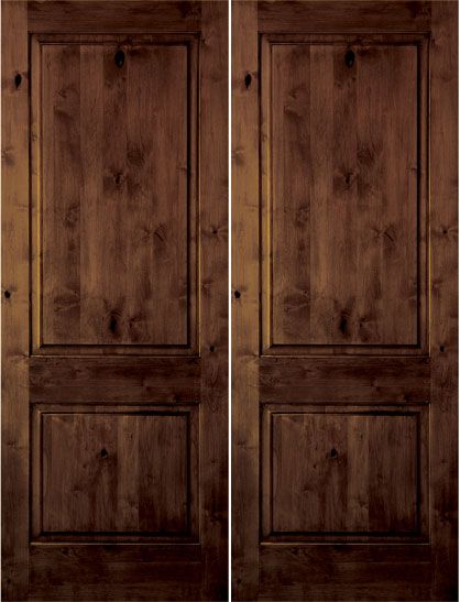 WDMA 48x80 Door (4ft by 6ft8in) Interior Swing Knotty Alder 80in 2 Panel Square Double Door 1-3/4in Thick KW-305 1