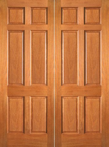 WDMA 48x80 Door (4ft by 6ft8in) Interior Barn Mahogany P-660 Wood 6 Panel Double Door 1