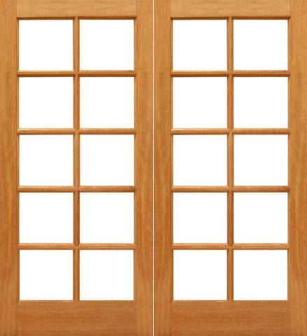 WDMA 48x80 Door (4ft by 6ft8in) Interior Barn Mahogany 10-lite Brazilian IG Glass Double Door 1