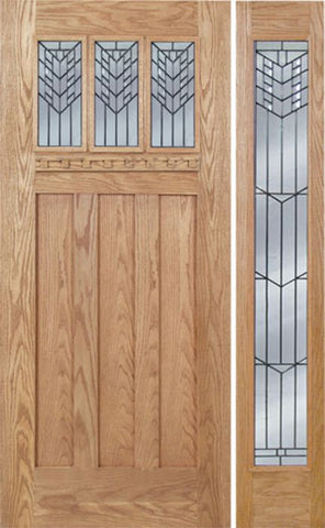 WDMA 48x80 Door (4ft by 6ft8in) Exterior Oak Barnsdale Single Door/1 Full-lite side w/ E Glass 1