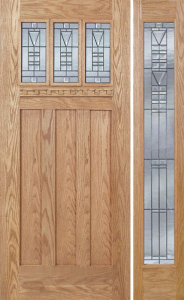 WDMA 48x80 Door (4ft by 6ft8in) Exterior Oak Barnsdale Single Door/1 Full-lite side w/ B Glass 1