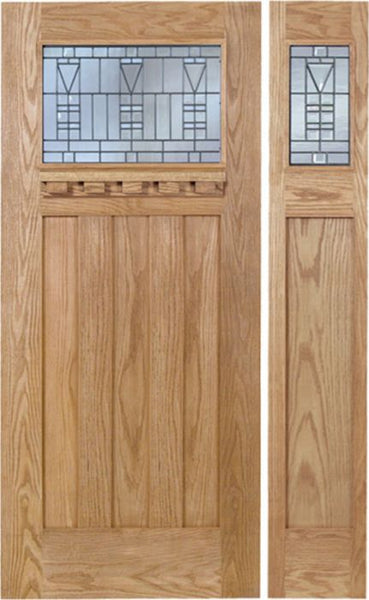 WDMA 48x80 Door (4ft by 6ft8in) Exterior Oak Biltmore Single Door/1side w/ B Glass 1