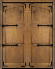 WDMA 48x80 Door (4ft by 6ft8in) Interior Barn Mahogany Arch Top 2 Panel Rustic-Old World Home Style Exterior or Double Door with Corner Straps / Straps 2