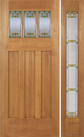 WDMA 48x84 Door (4ft by 7ft) Exterior Mahogany Barnsdale Single Door/1 Full-lite side w/ GO Glass 1