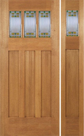 WDMA 48x84 Door (4ft by 7ft) Exterior Mahogany Barnsdale Single Door/1side w/ GO Glass 1