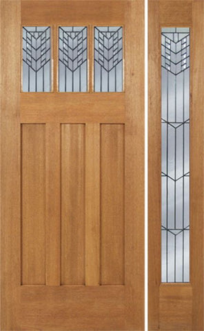 WDMA 48x84 Door (4ft by 7ft) Exterior Mahogany Barnsdale Single Door/1 Full-lite side w/ E Glass 1