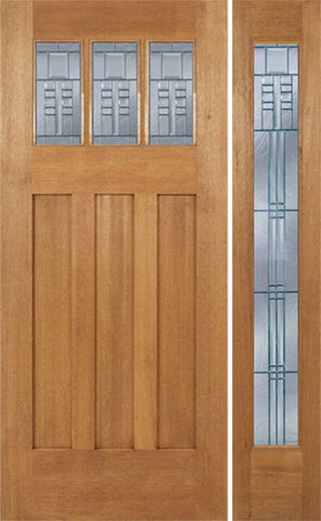 WDMA 48x84 Door (4ft by 7ft) Exterior Mahogany Barnsdale Single Door/1 Full-lite side w/ C Glass 1