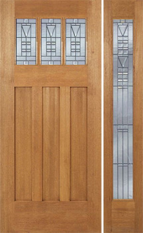 WDMA 48x84 Door (4ft by 7ft) Exterior Mahogany Barnsdale Single Door/1 Full-lite side w/ B Glass 1