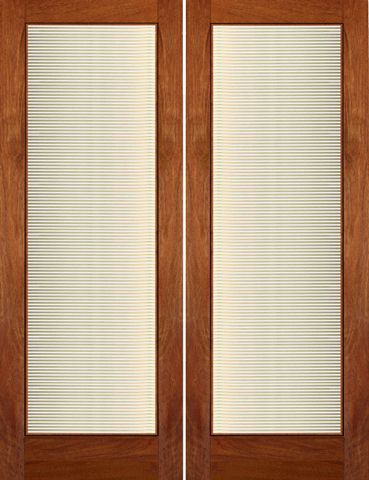 WDMA 48x84 Door (4ft by 7ft) Interior Swing Mahogany Contemporary Double Door 1-Lite FG-11 Blinds Glass 1