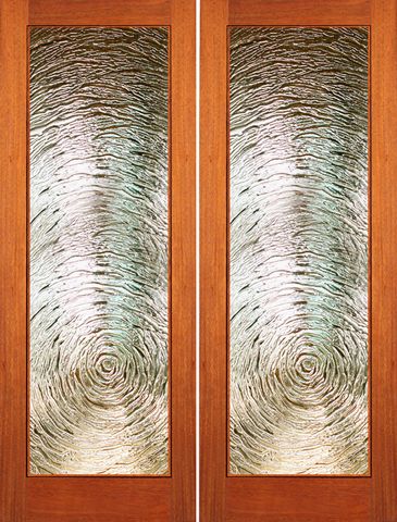 WDMA 48x84 Door (4ft by 7ft) Interior Barn Mahogany Full Lite Double Door FG-9 Swirl Glass 1