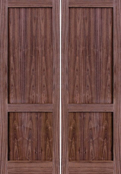 WDMA 48x96 Door (4ft by 8ft) Interior Walnut 96in 2 Panel Square Sticking Compression Fit Double Door 1