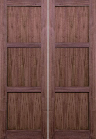 WDMA 48x96 Door (4ft by 8ft) Interior Walnut 96in 3 Panel Square Sticking Compression Fit Double Door 1